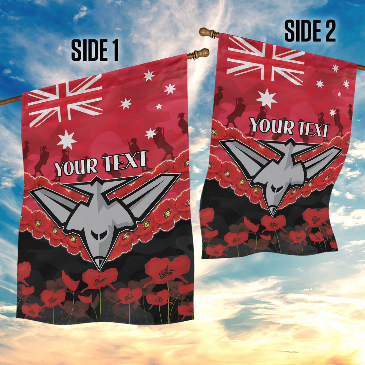 Custom Bombers Football Garden Flag ANZAC Lest We Forget
