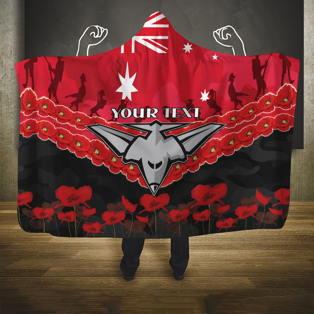 Custom Bombers Football Hooded Blanket ANZAC Lest We Forget