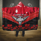 Custom Bombers Football Hooded Blanket ANZAC Lest We Forget