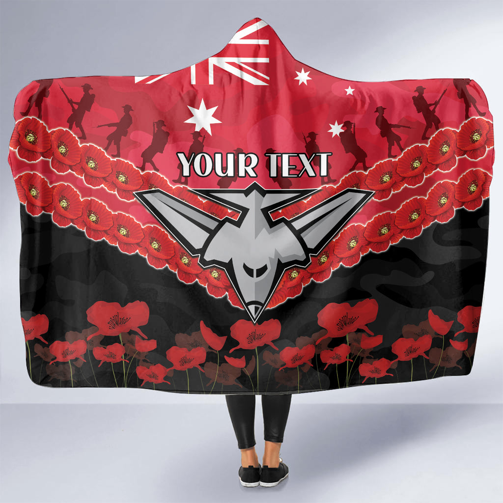 Custom Bombers Football Hooded Blanket ANZAC Lest We Forget