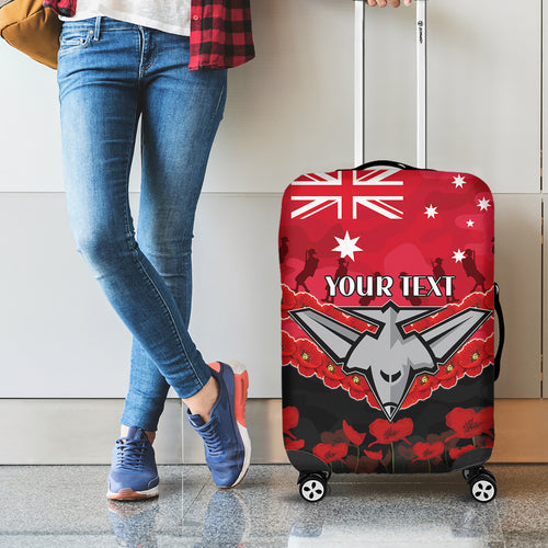 Custom Bombers Football Luggage Cover ANZAC Lest We Forget