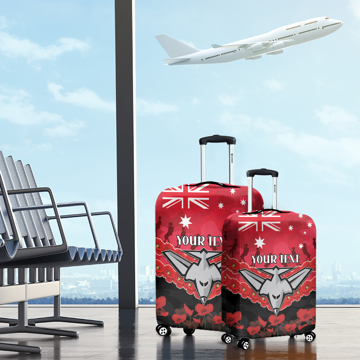 Custom Bombers Football Luggage Cover ANZAC Lest We Forget