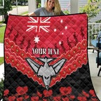 Custom Bombers Football Quilt ANZAC Lest We Forget