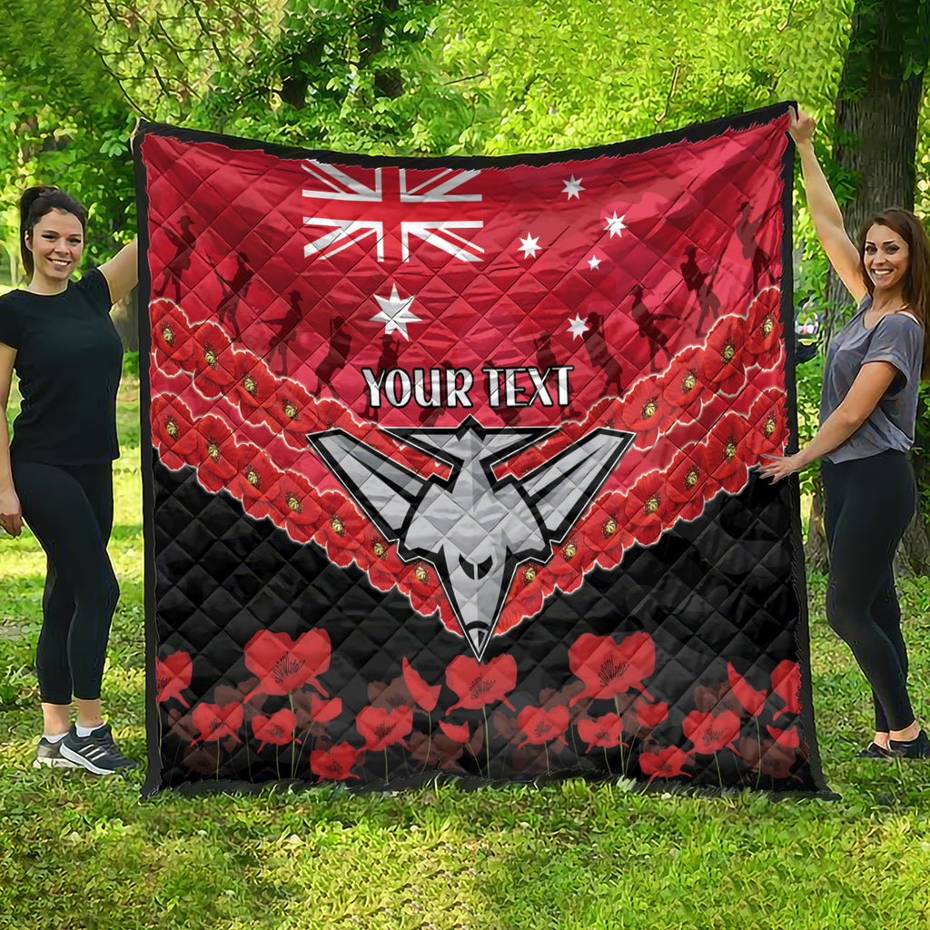 Custom Bombers Football Quilt ANZAC Lest We Forget