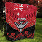 Custom Bombers Football Quilt ANZAC Lest We Forget