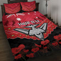 Custom Bombers Football Quilt Bed Set ANZAC Lest We Forget