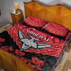 Custom Bombers Football Quilt Bed Set ANZAC Lest We Forget