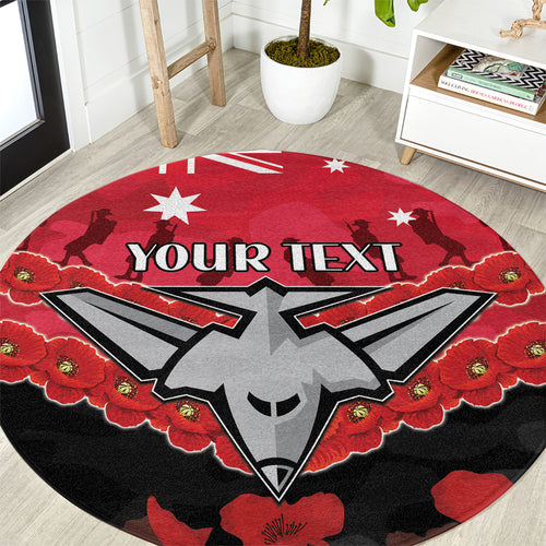 Custom Bombers Football Round Carpet ANZAC Lest We Forget