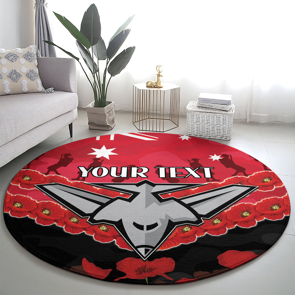 Custom Bombers Football Round Carpet ANZAC Lest We Forget
