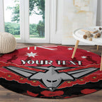 Custom Bombers Football Round Carpet ANZAC Lest We Forget