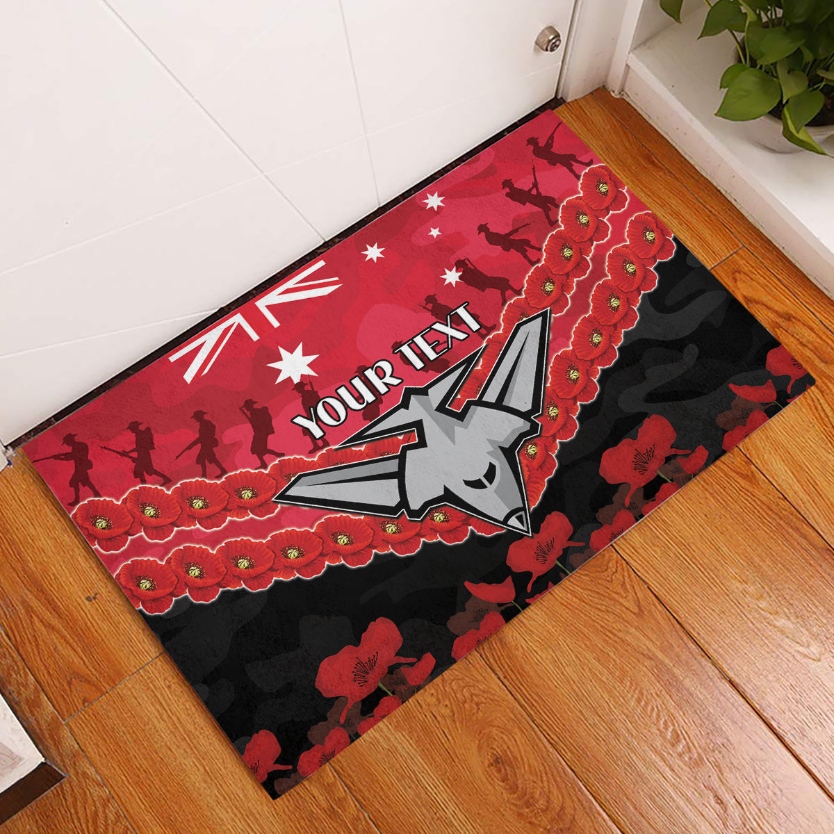 Custom Bombers Football Rubber Doormat ANZAC Lest We Forget