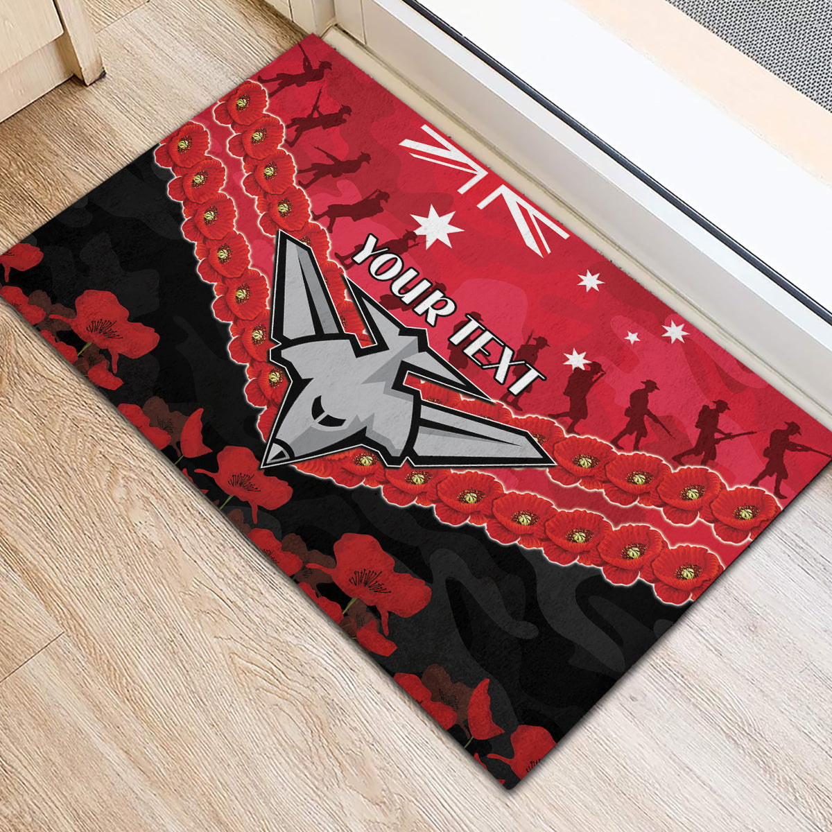 Custom Bombers Football Rubber Doormat ANZAC Lest We Forget