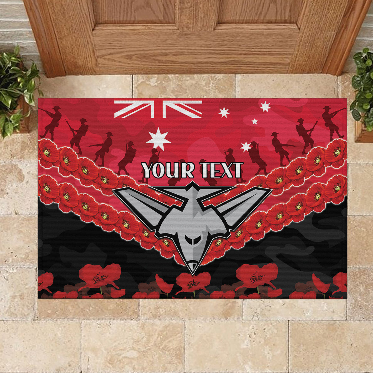 Custom Bombers Football Rubber Doormat ANZAC Lest We Forget