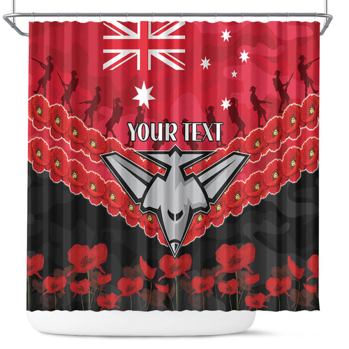 Custom Bombers Football Shower Curtain ANZAC Lest We Forget