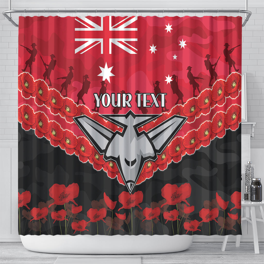 Custom Bombers Football Shower Curtain ANZAC Lest We Forget