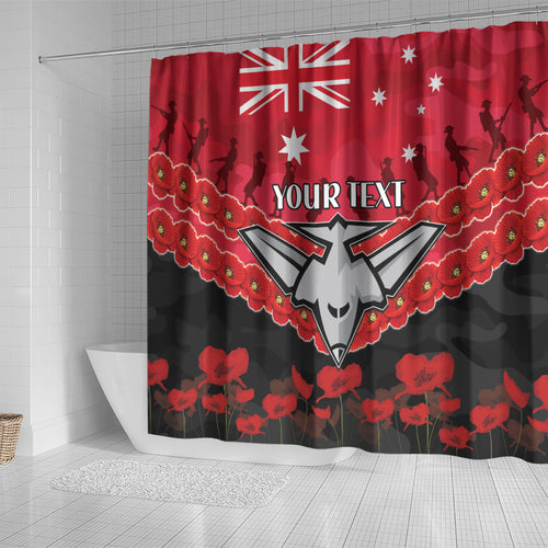Custom Bombers Football Shower Curtain ANZAC Lest We Forget