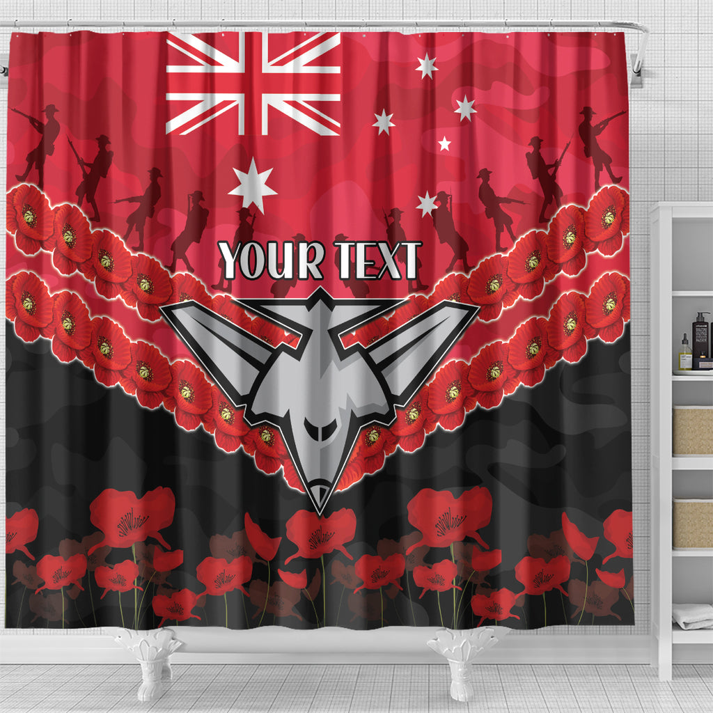 Custom Bombers Football Shower Curtain ANZAC Lest We Forget