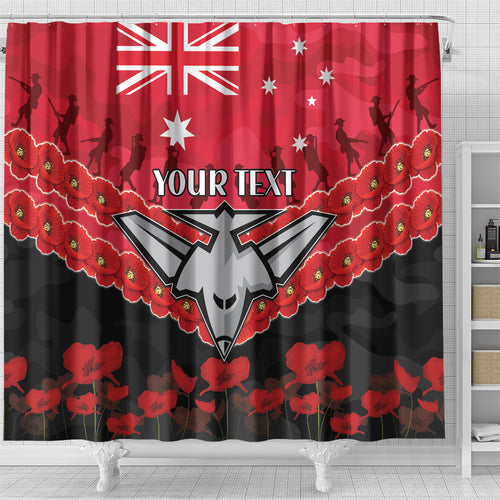 Custom Bombers Football Shower Curtain ANZAC Lest We Forget