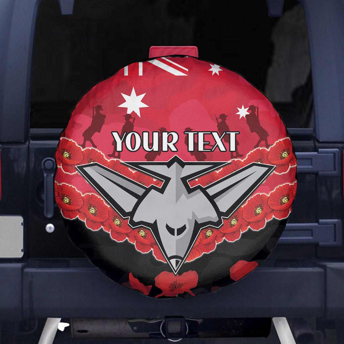 Custom Bombers Football Spare Tire Cover ANZAC Lest We Forget