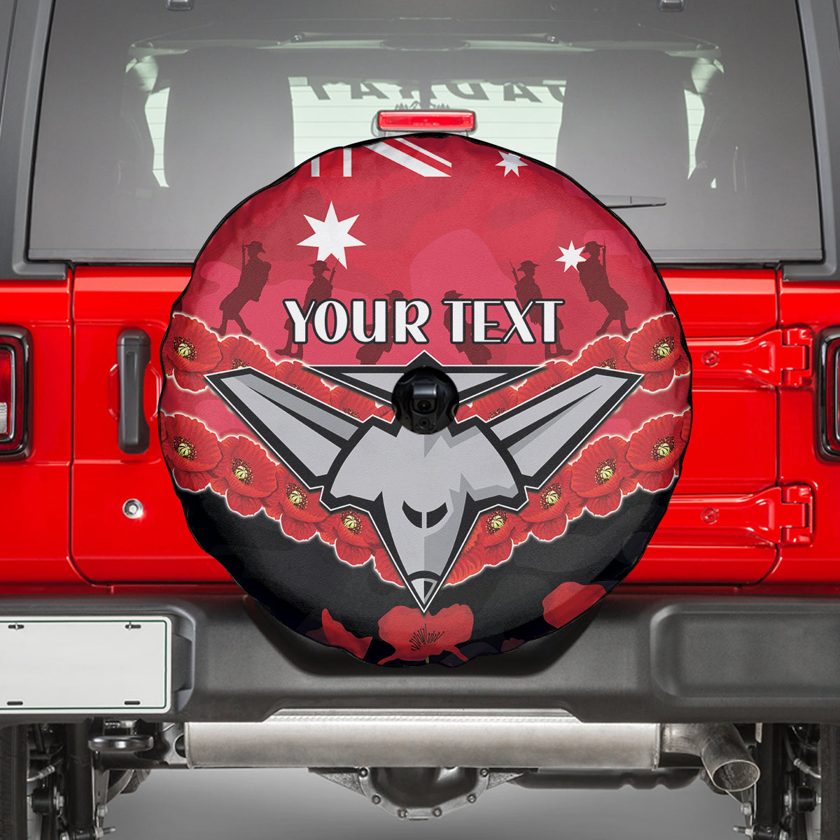Custom Bombers Football Spare Tire Cover ANZAC Lest We Forget