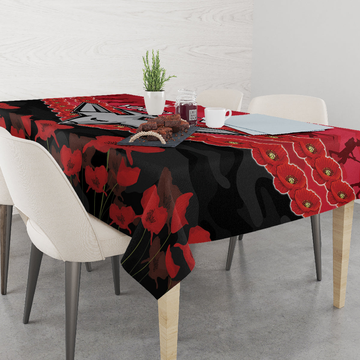 Custom Bombers Football Tablecloth ANZAC Lest We Forget