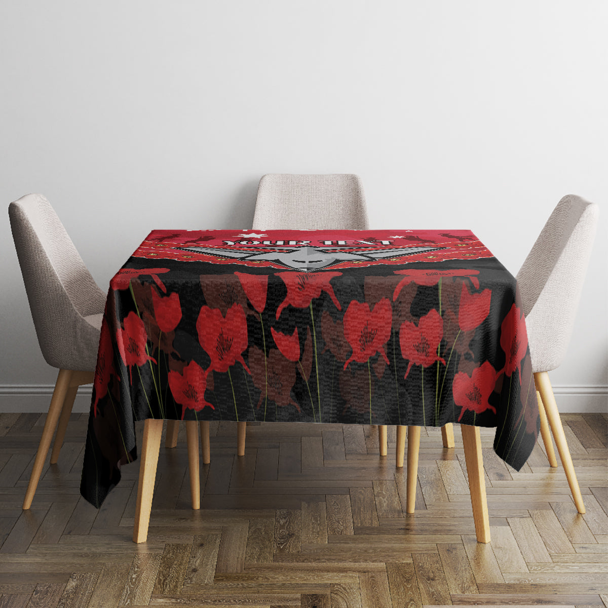 Custom Bombers Football Tablecloth ANZAC Lest We Forget