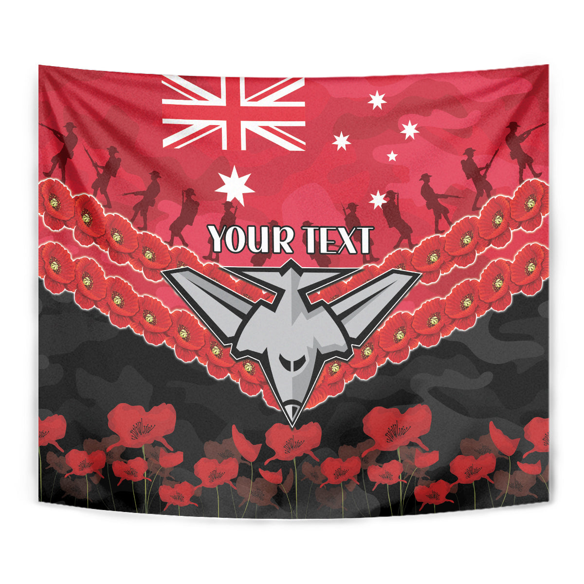 Custom Bombers Football Tapestry ANZAC Lest We Forget