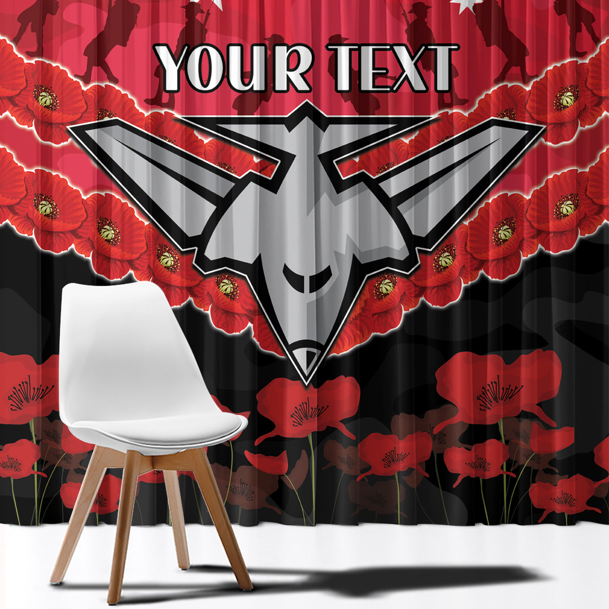 Custom Bombers Football Window Curtain ANZAC Lest We Forget