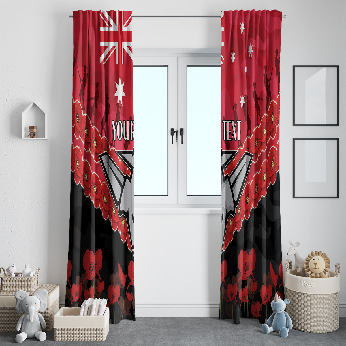 Custom Bombers Football Window Curtain ANZAC Lest We Forget