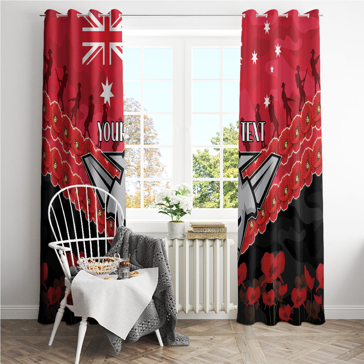 Custom Bombers Football Window Curtain ANZAC Lest We Forget