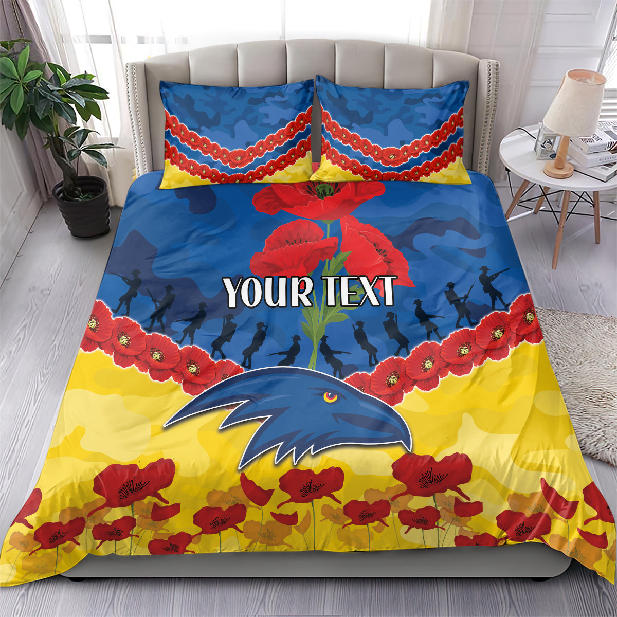 Custom Adelaide Crows Football Bedding Set ANZAC Lest We Forget