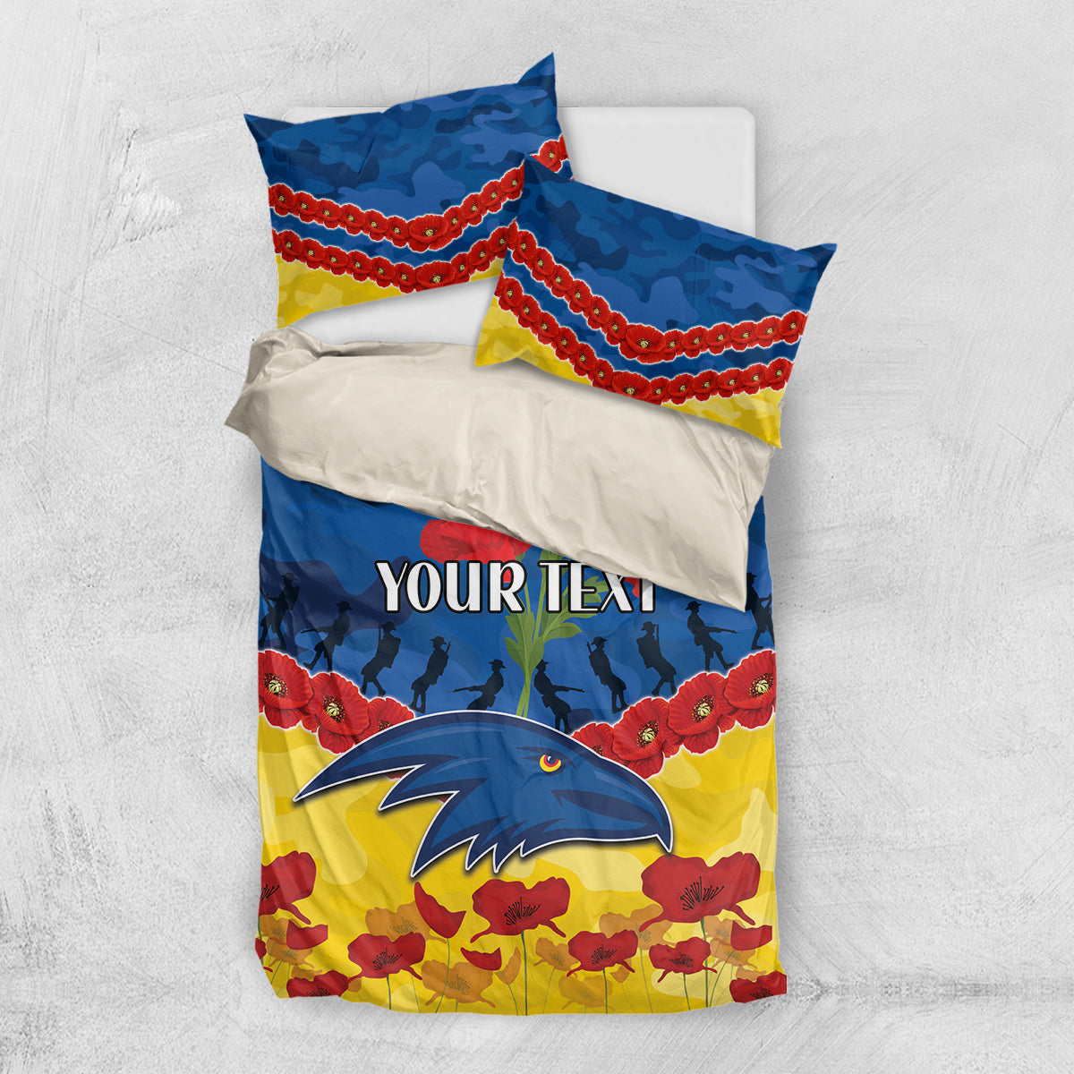 Custom Adelaide Crows Football Bedding Set ANZAC Lest We Forget
