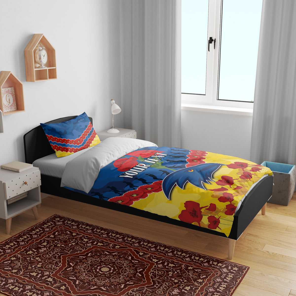 Custom Adelaide Crows Football Bedding Set ANZAC Lest We Forget
