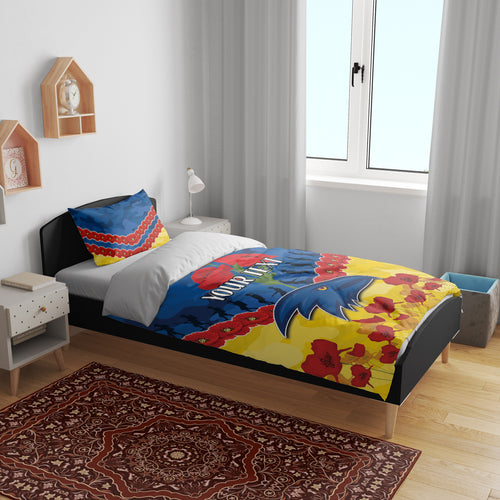 Custom Adelaide Crows Football Bedding Set ANZAC Lest We Forget