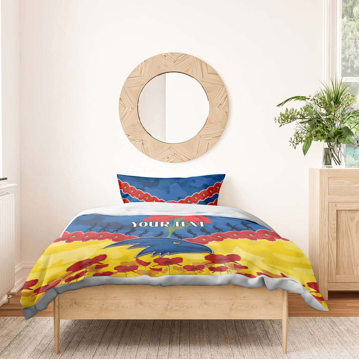 Custom Adelaide Crows Football Bedding Set ANZAC Lest We Forget