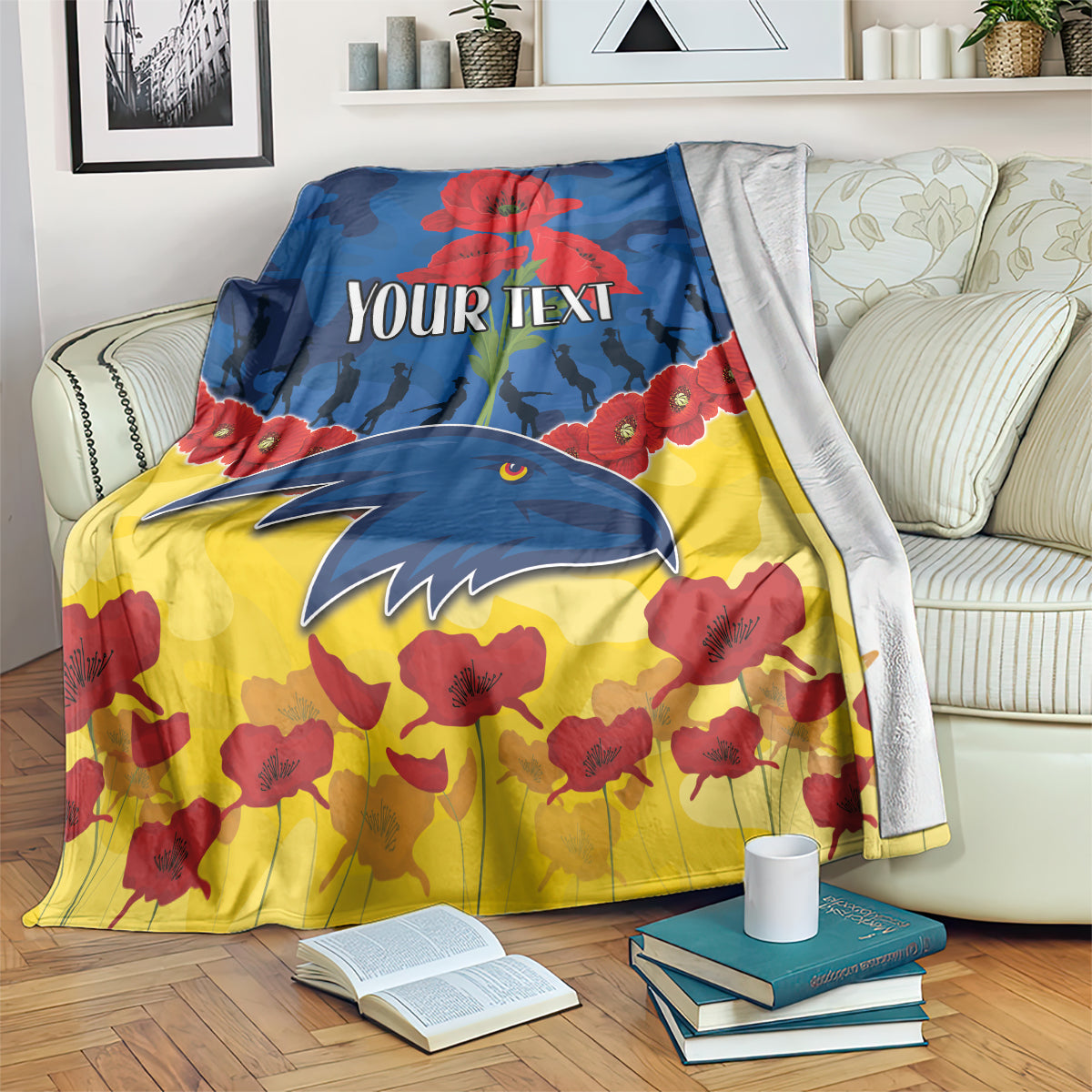 Custom Adelaide Crows Football Blanket ANZAC Lest We Forget
