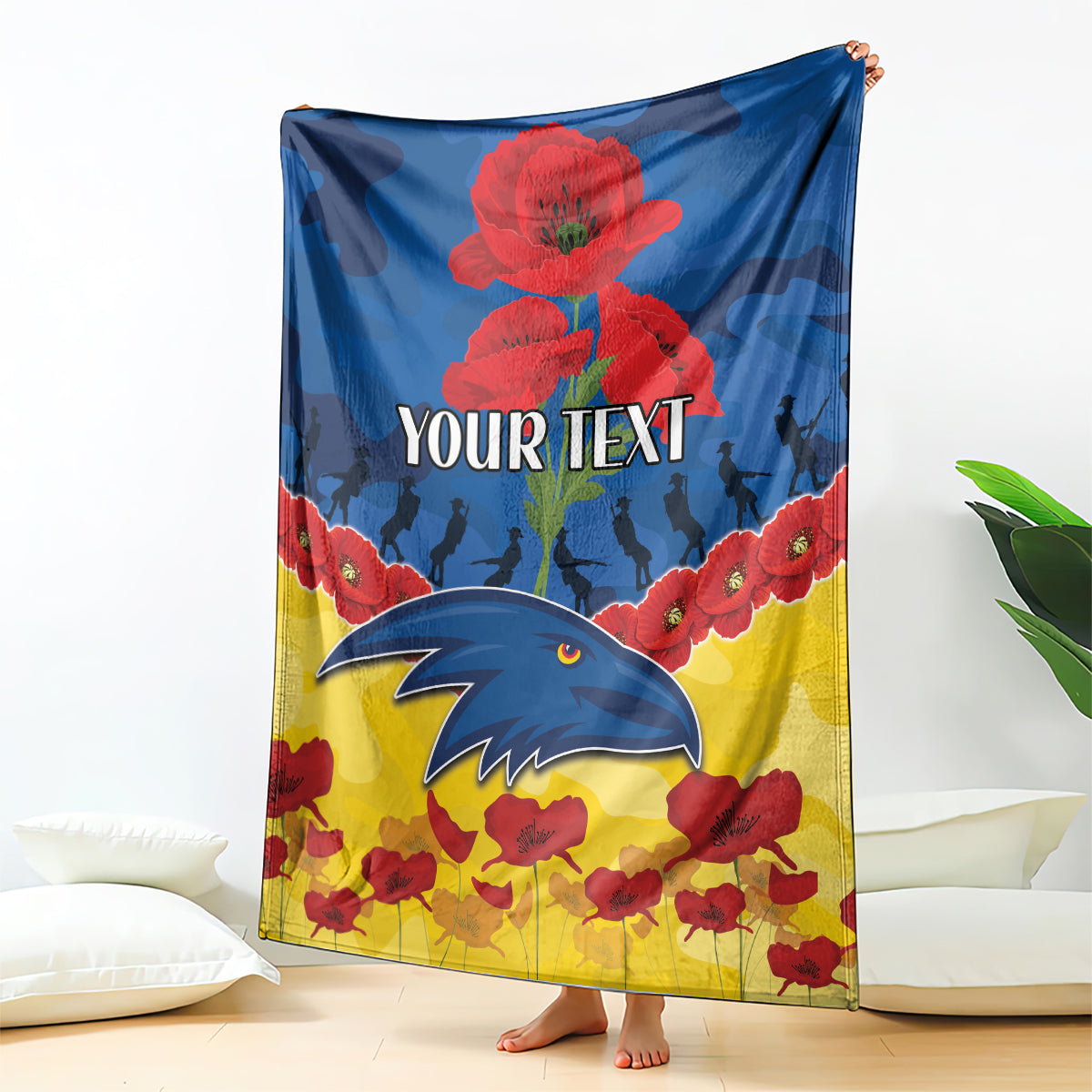 Custom Adelaide Crows Football Blanket ANZAC Lest We Forget