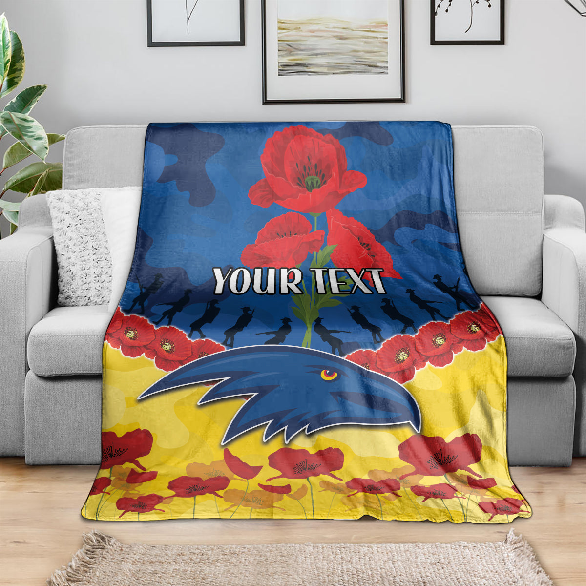 Custom Adelaide Crows Football Blanket ANZAC Lest We Forget