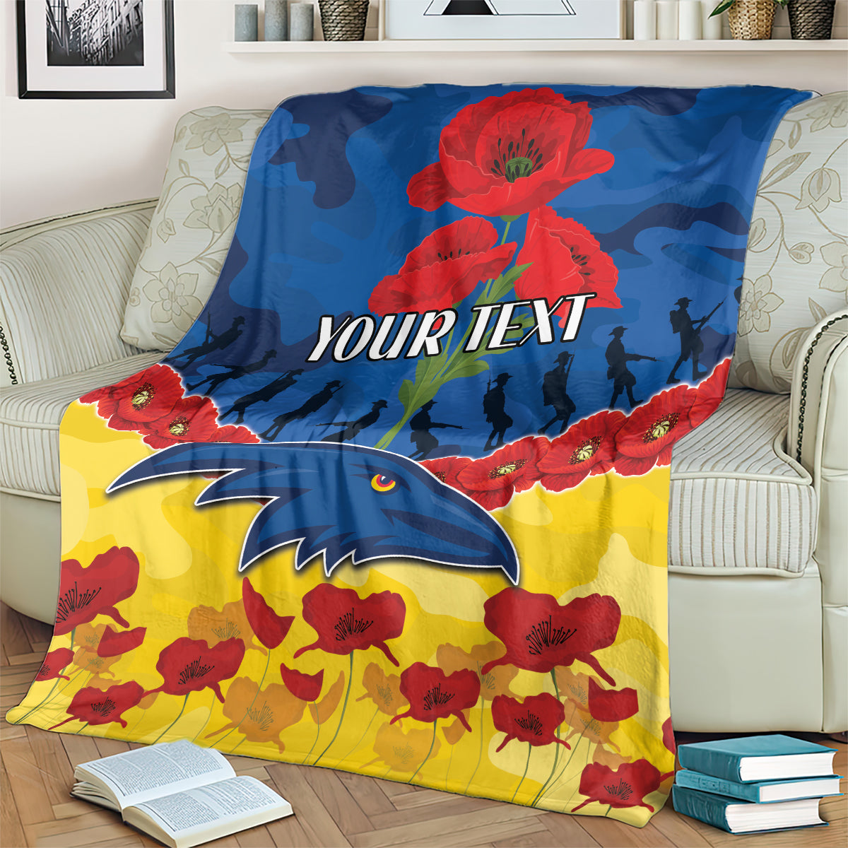 Custom Adelaide Crows Football Blanket ANZAC Lest We Forget