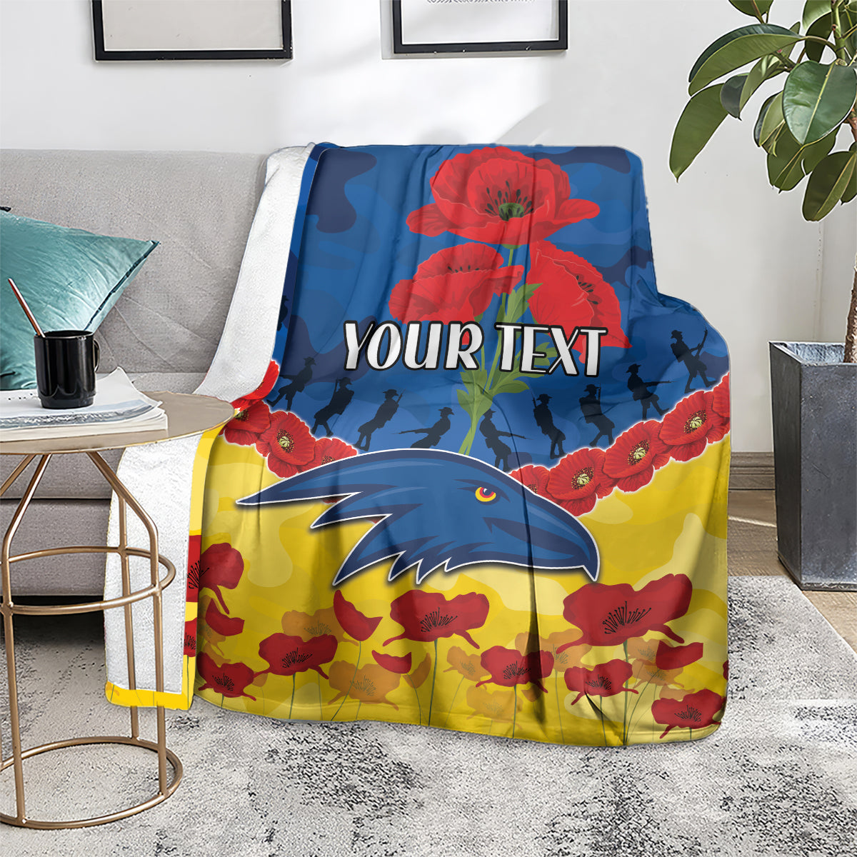Custom Adelaide Crows Football Blanket ANZAC Lest We Forget