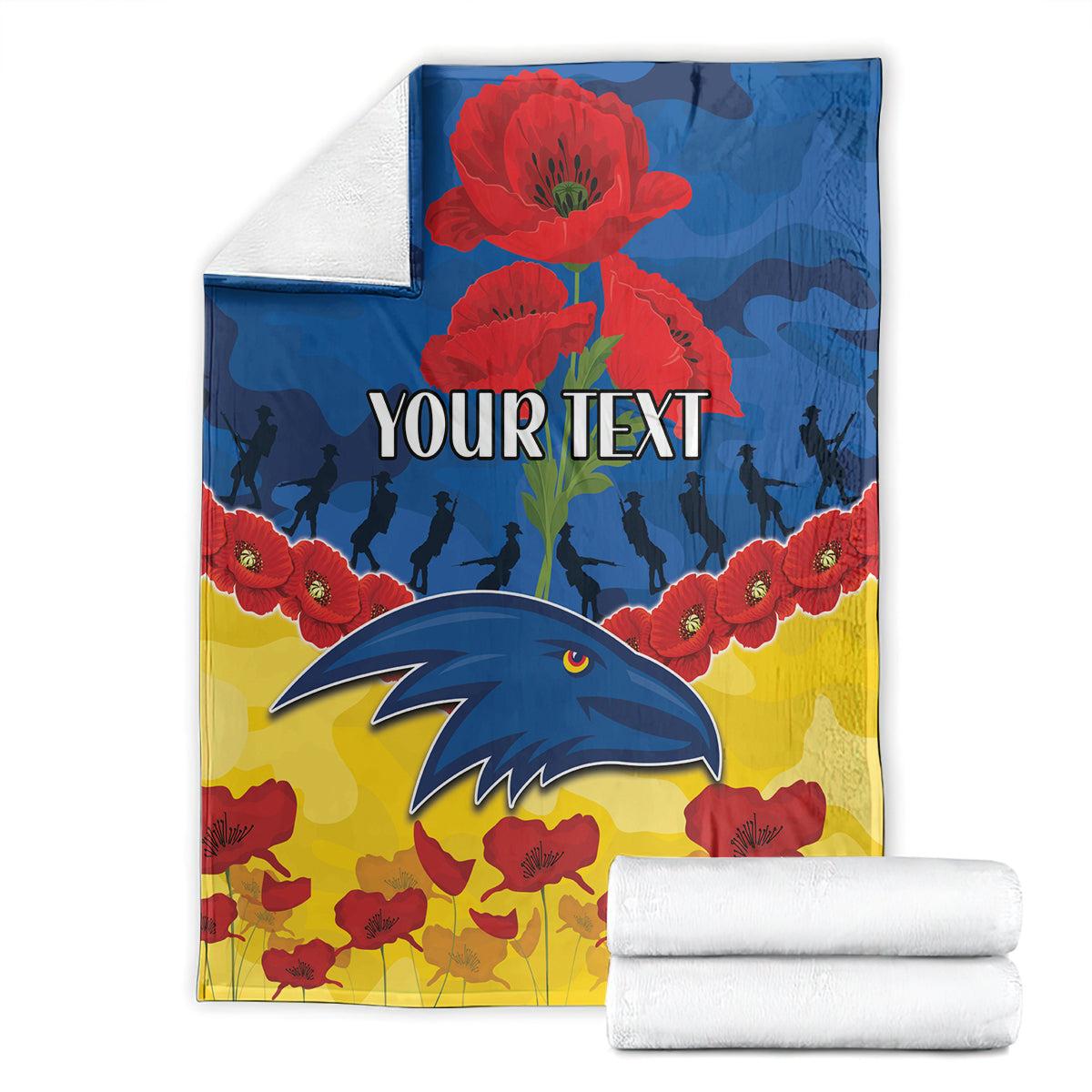 Custom Adelaide Crows Football Blanket ANZAC Lest We Forget