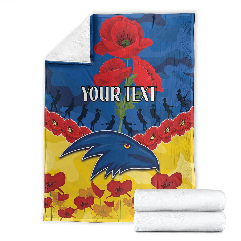 Custom Adelaide Crows Football Blanket ANZAC Lest We Forget