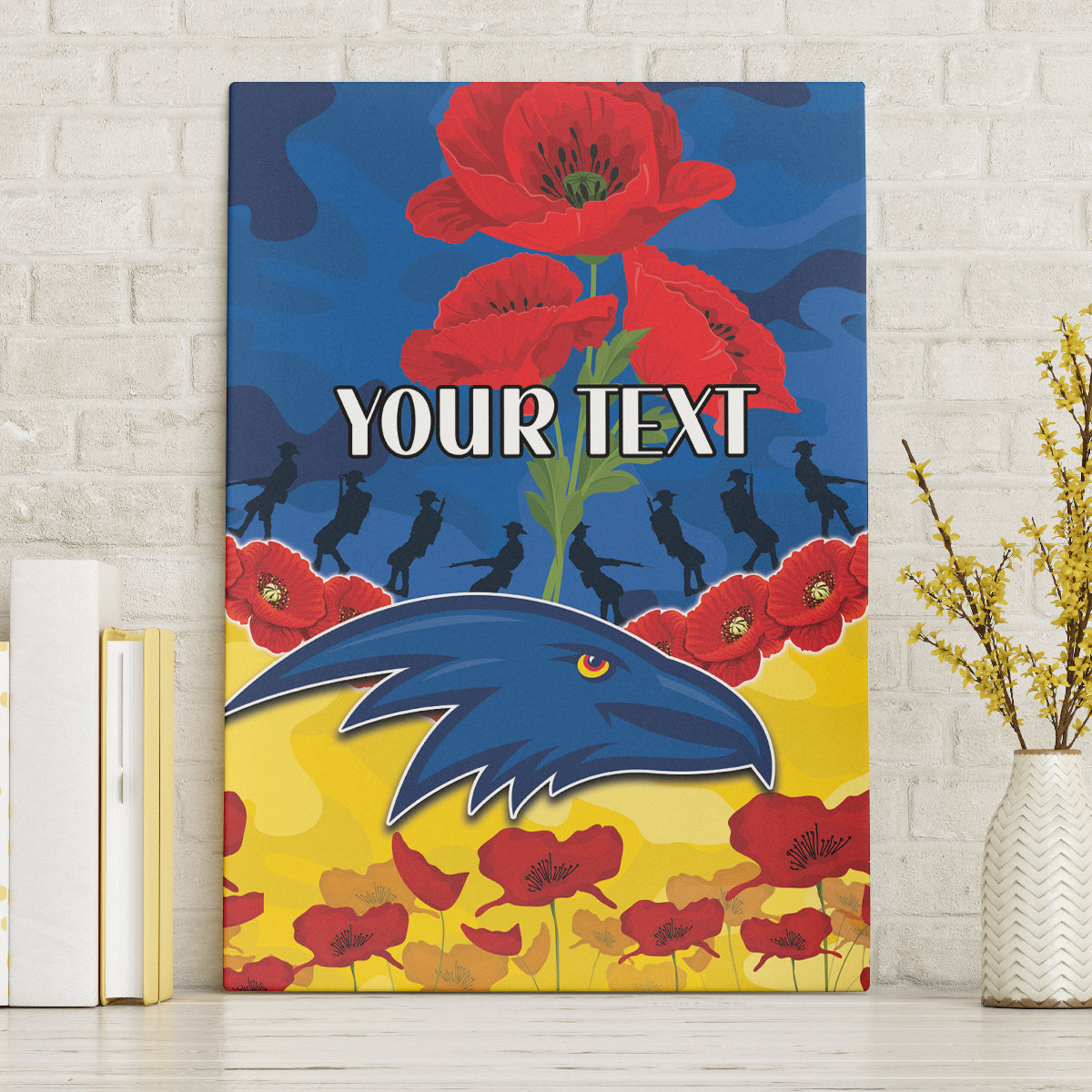 Custom Adelaide Crows Football Canvas Wall Art ANZAC Lest We Forget