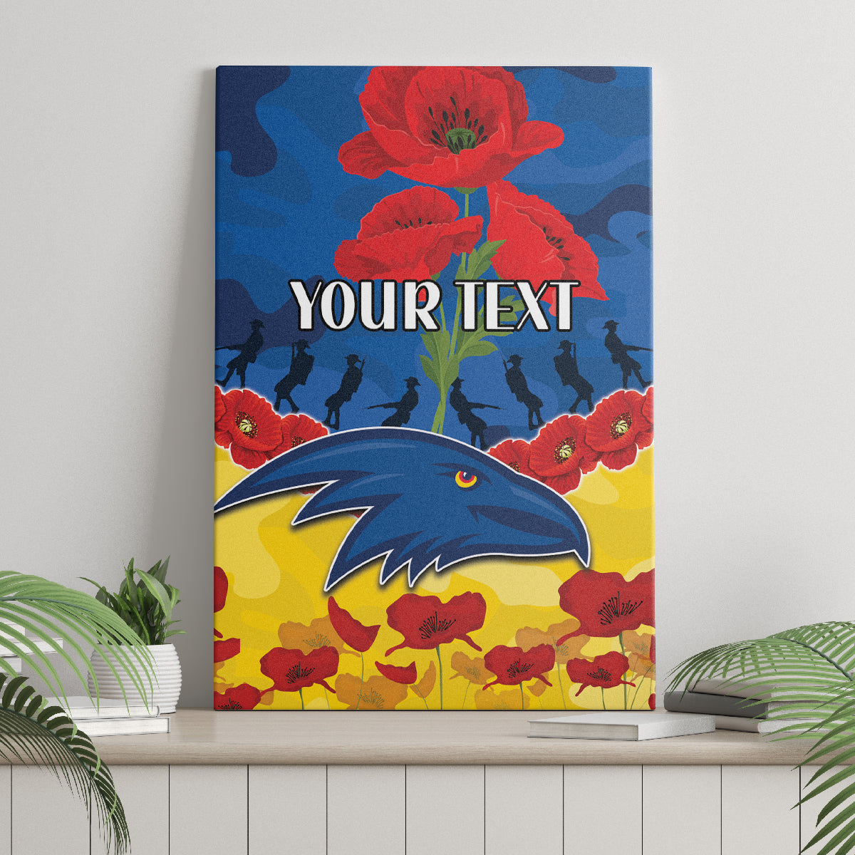 Custom Adelaide Crows Football Canvas Wall Art ANZAC Lest We Forget