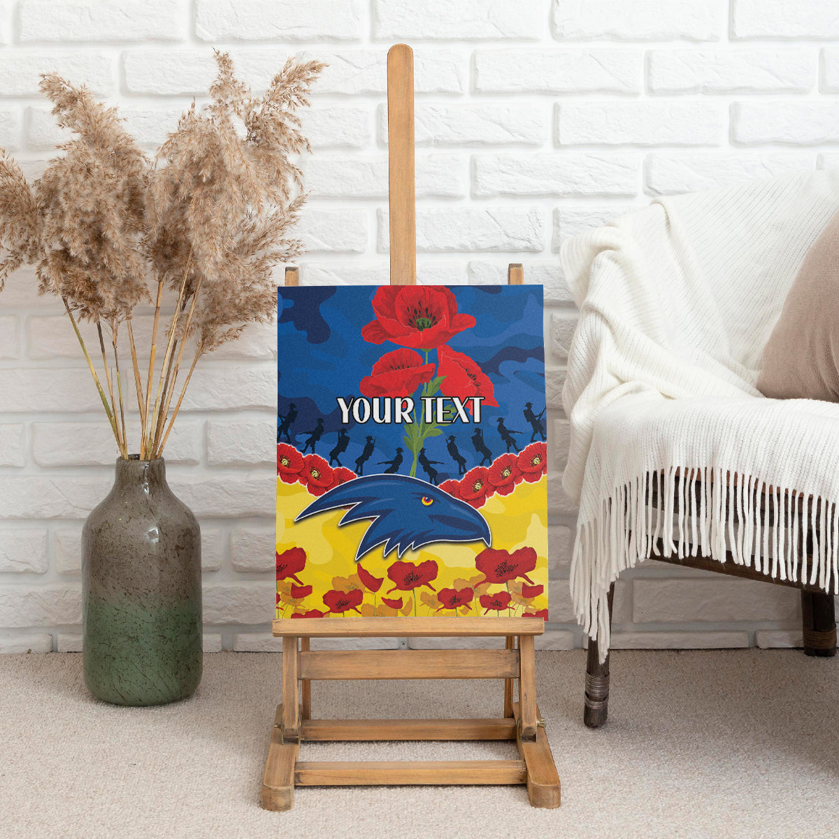 Custom Adelaide Crows Football Canvas Wall Art ANZAC Lest We Forget