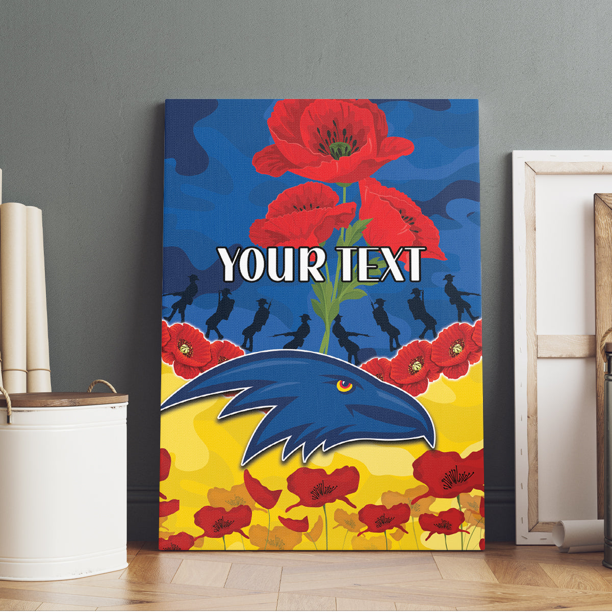 Custom Adelaide Crows Football Canvas Wall Art ANZAC Lest We Forget