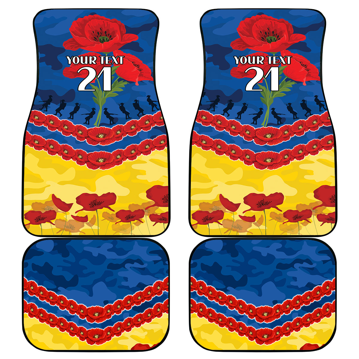 Custom Adelaide Crows Football Car Mats ANZAC Lest We Forget