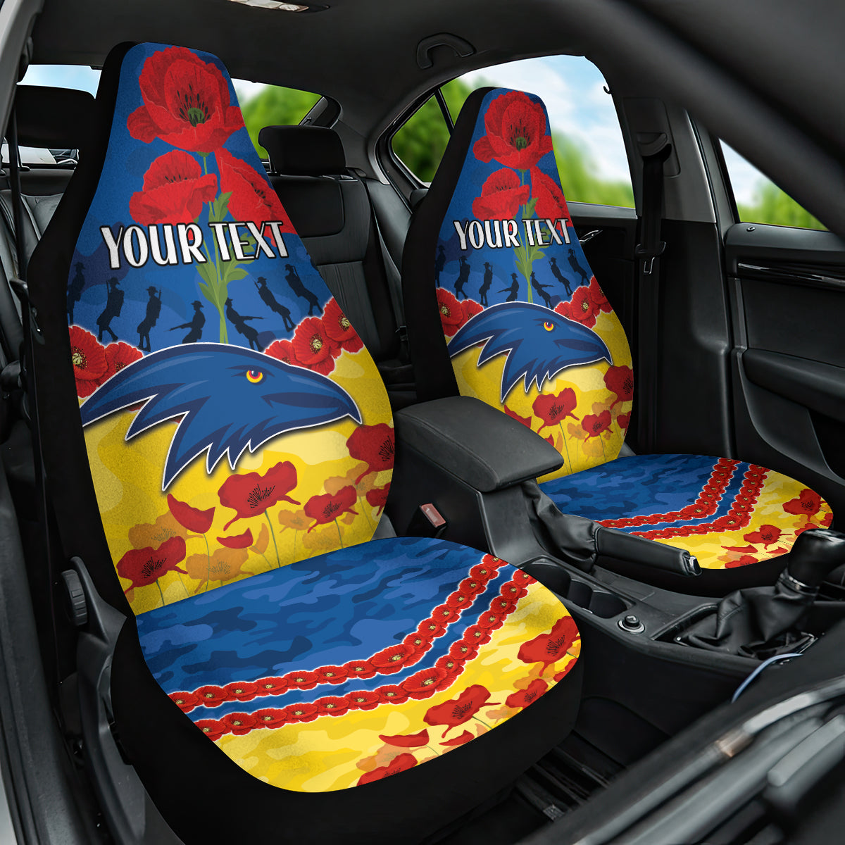 Custom Adelaide Crows Football Car Seat Cover ANZAC Lest We Forget