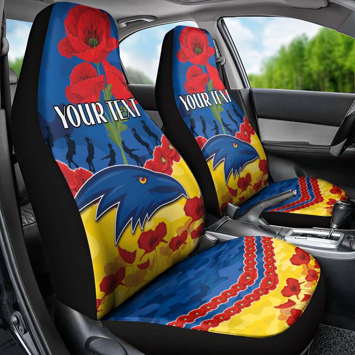 Custom Adelaide Crows Football Car Seat Cover ANZAC Lest We Forget