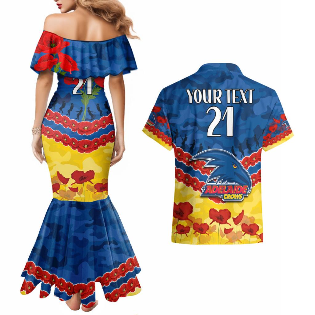 Custom Adelaide Crows Football Couples Matching Mermaid Dress and Hawaiian Shirt ANZAC Lest We Forget